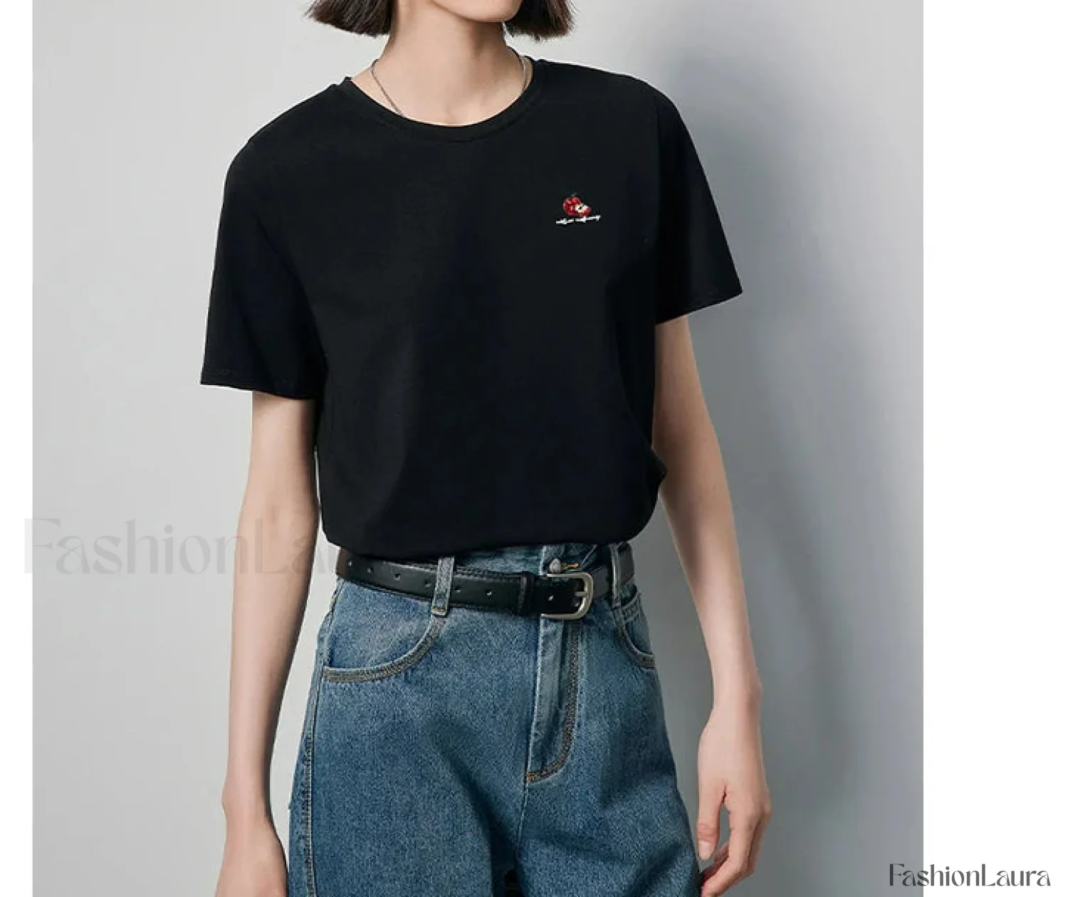 Bead Embroidered Round Cotton T-Shirt - Image 8