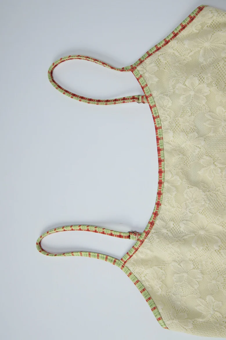 Beige Lace Patchwork U Neck Cami - Image 7