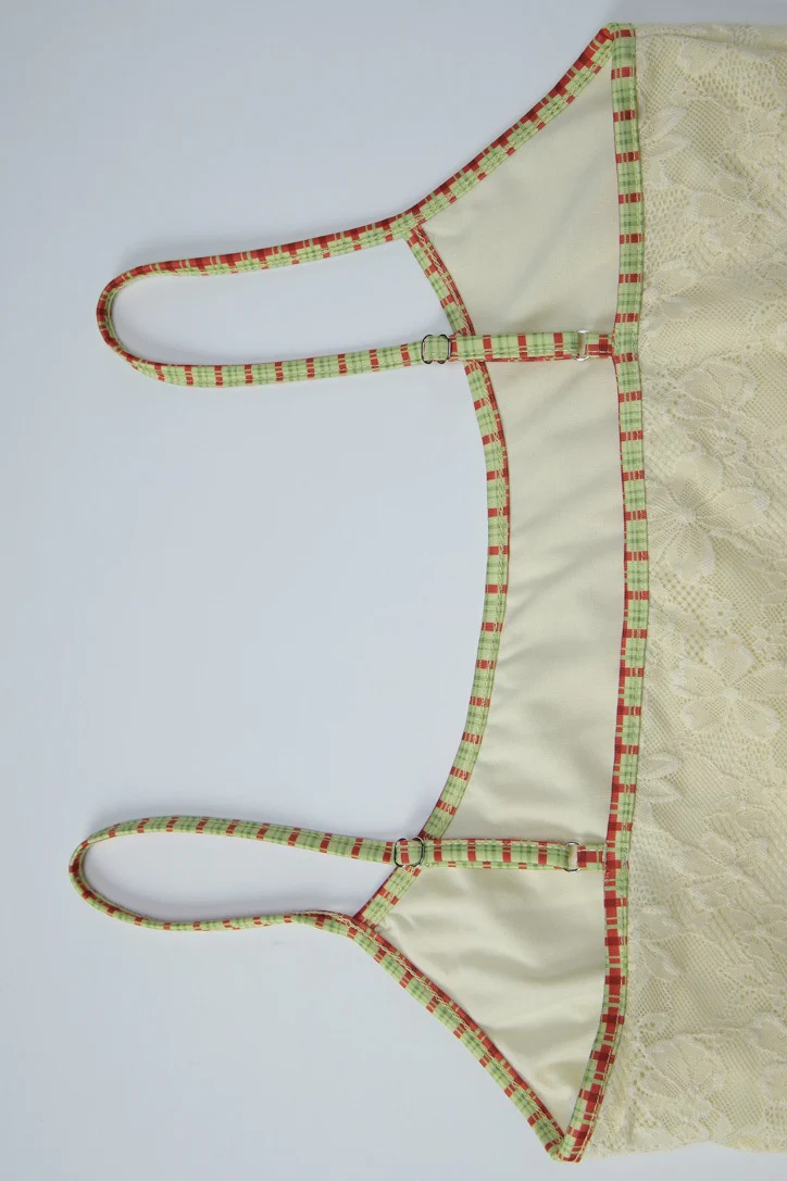 Beige Lace Patchwork U Neck Cami - Image 8