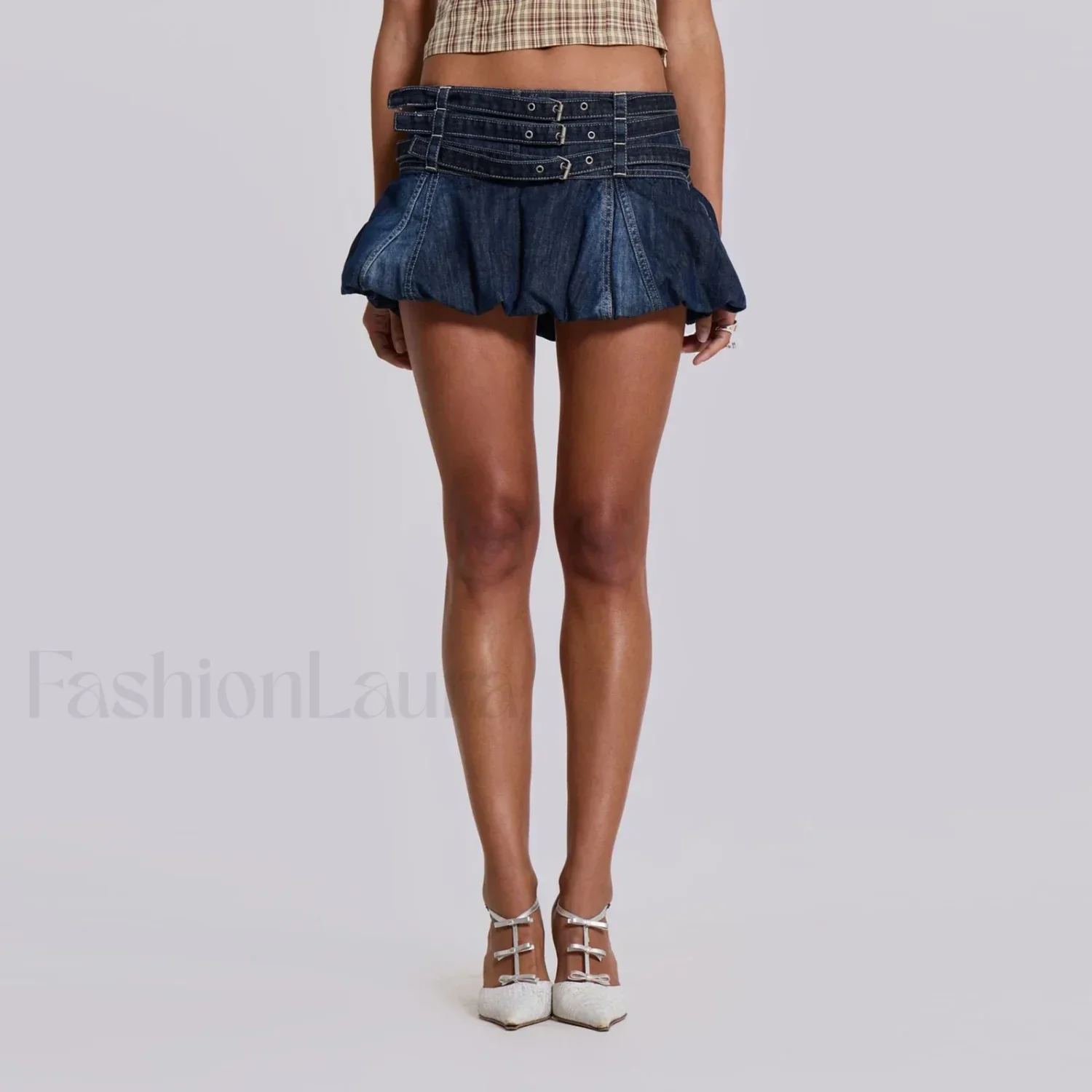 Belted Denim Puffball Skirt - Image 6