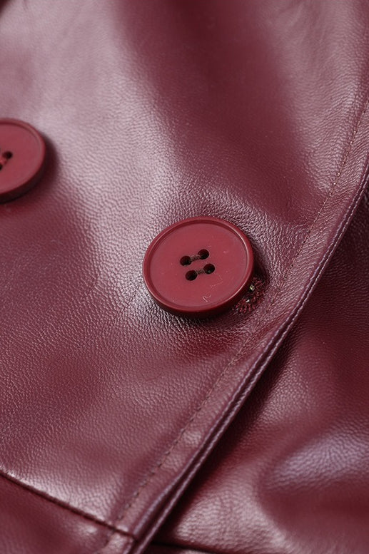 Belted Faux Leather Waist Fit Overcoat - Image 7