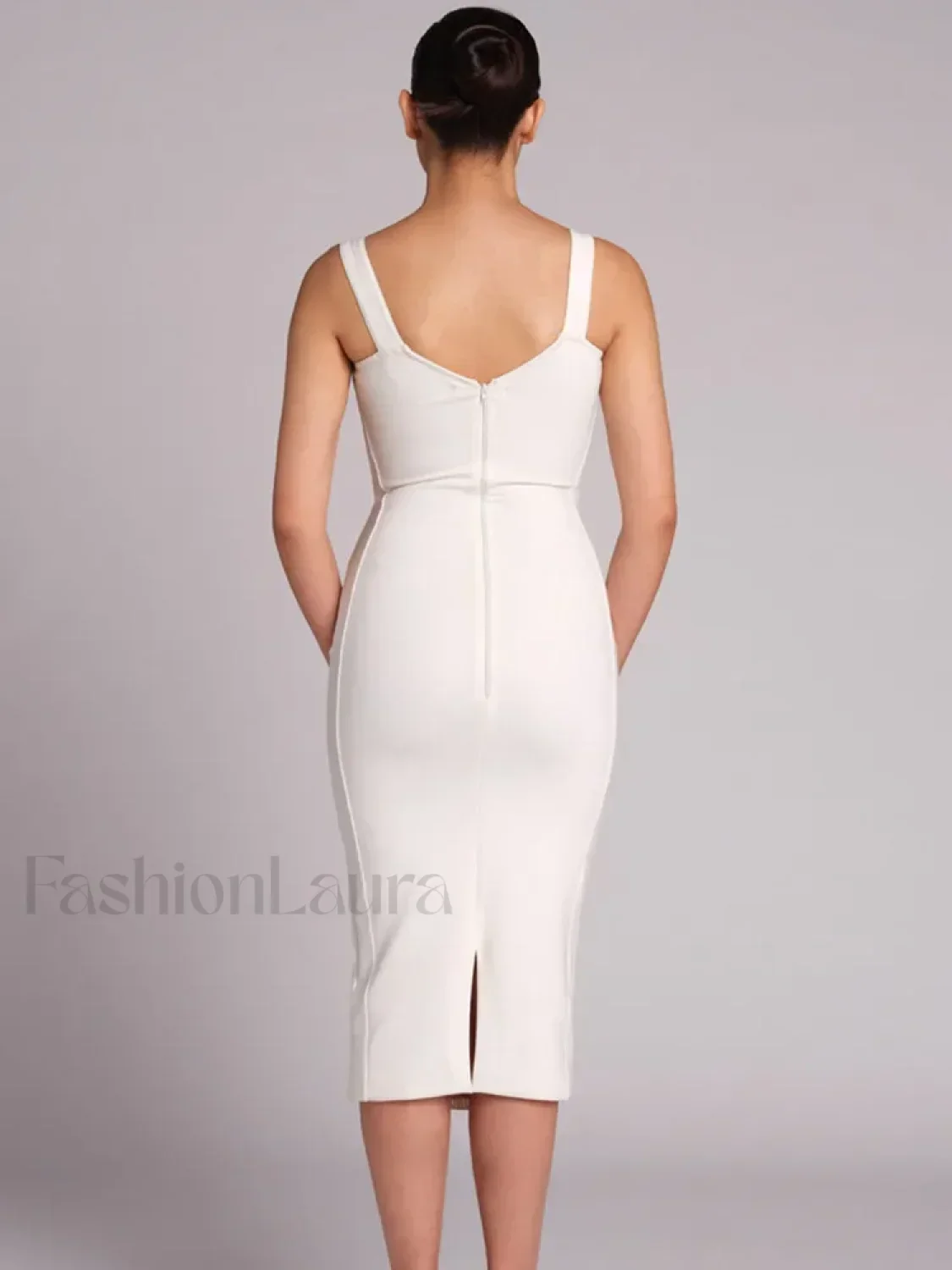 Black Lace Bandage Midi Dress - Image 2