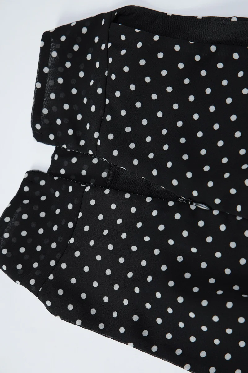 Black Polka Dot Slim Fit Mini Dress - Image 10