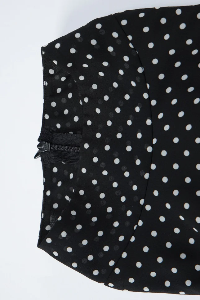 Black Polka Dot Slim Fit Mini Dress - Image 8