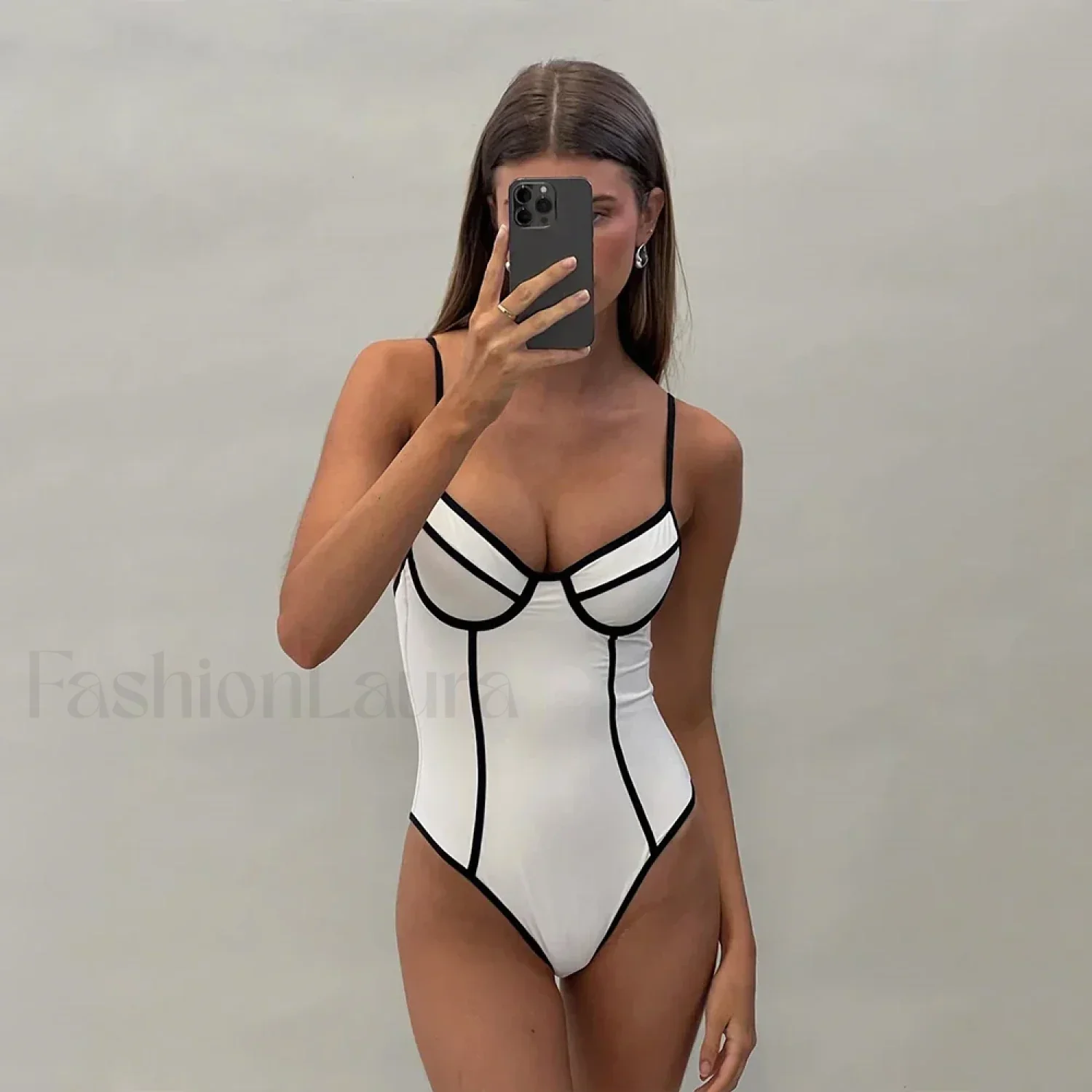 Black White Bikini One Piece - Image 3