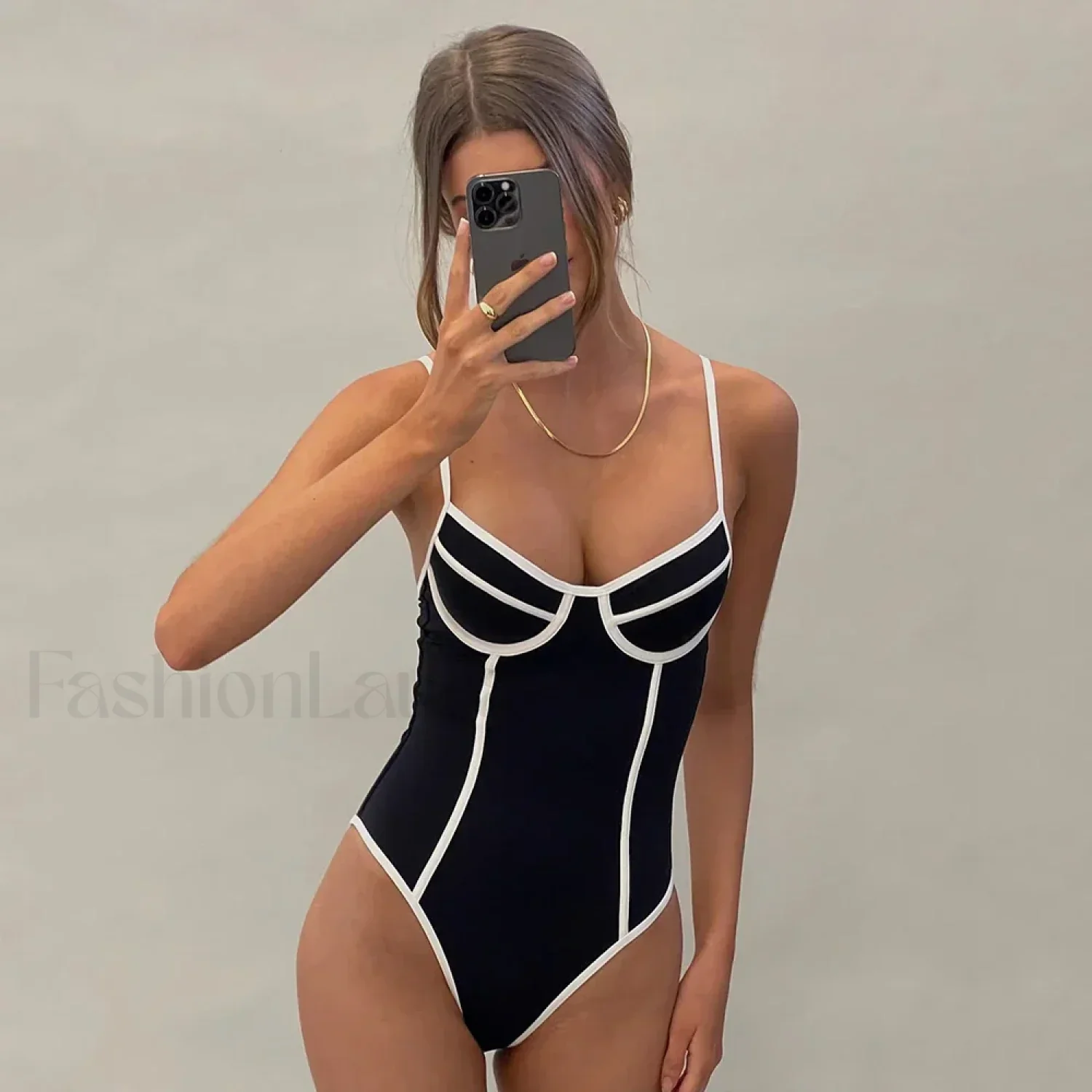 Black White Bikini One Piece - Image 5