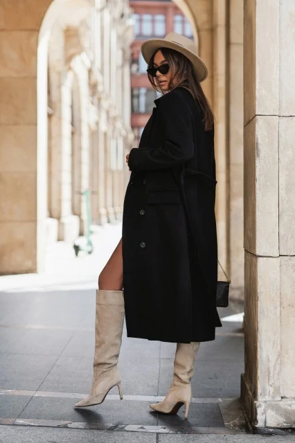 Blazer Lapel Belted Wool Sleeve Overcoat - Image 5