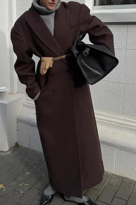 Blazer Lapel Long Jacket Style Overcoat - Image 3
