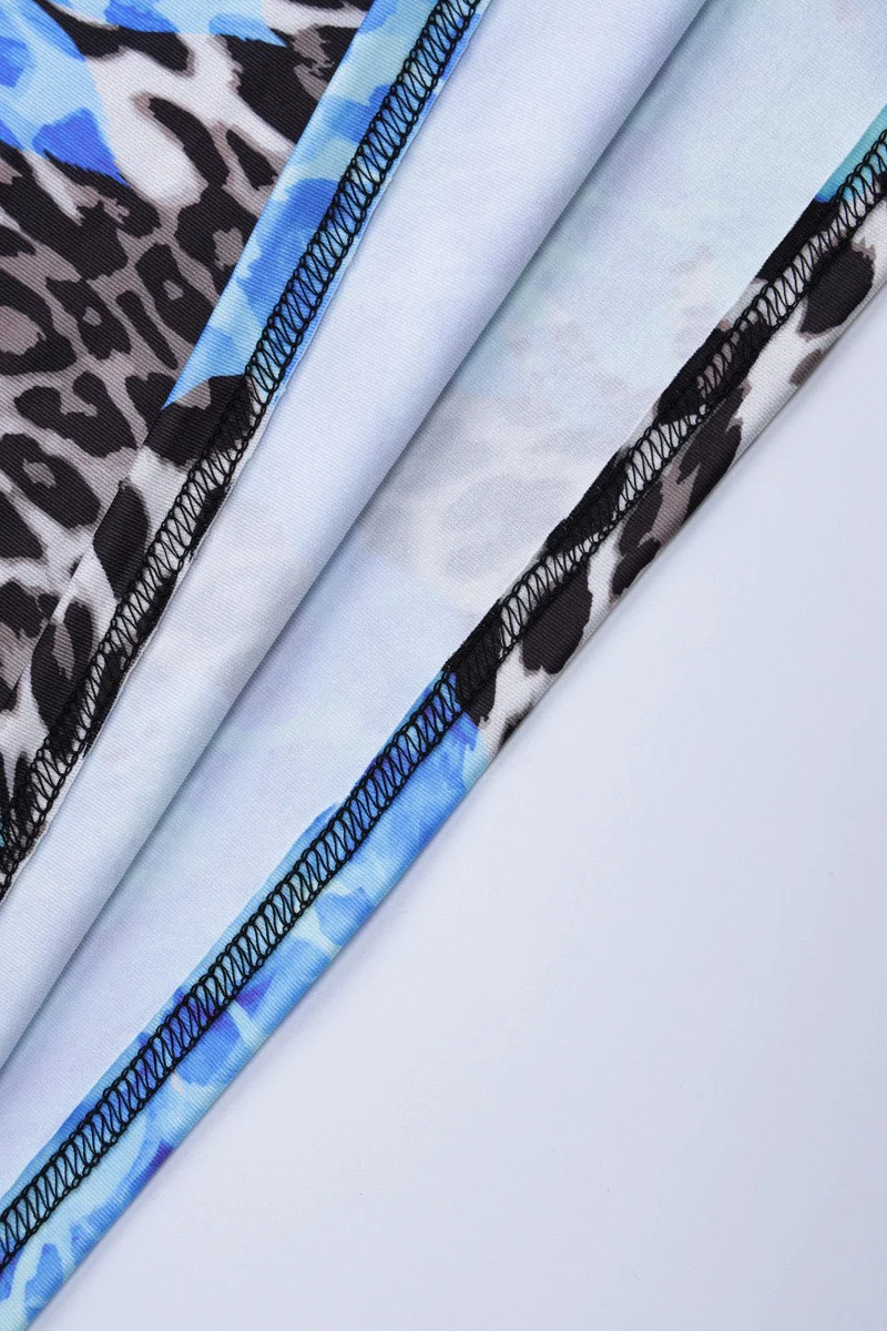 Blue Leopard Print Slim Strap Maxi Floral Dress - Image 9