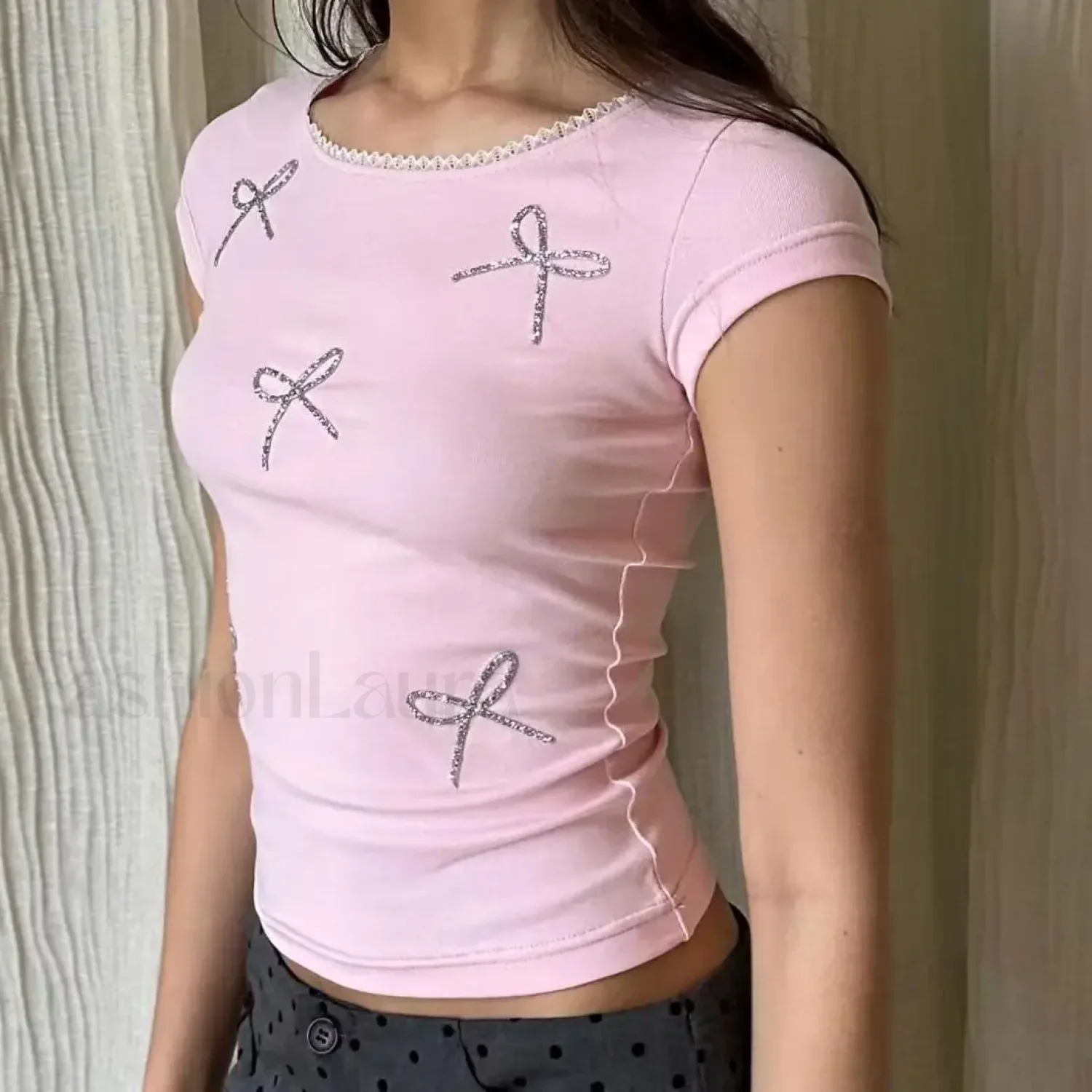 Bohemia Fashion Crew Neck Diamond T-Shirt - Image 3