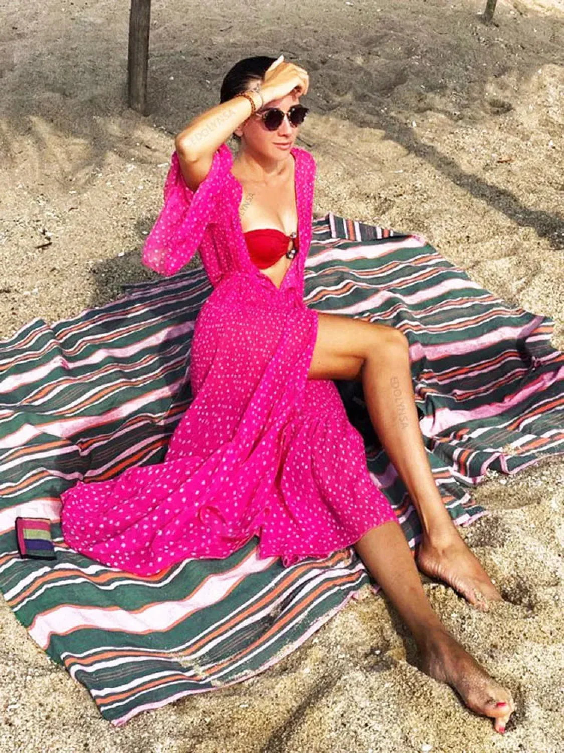 Bohemian Dot Ruffled Chiffon Cover Up - Image 2