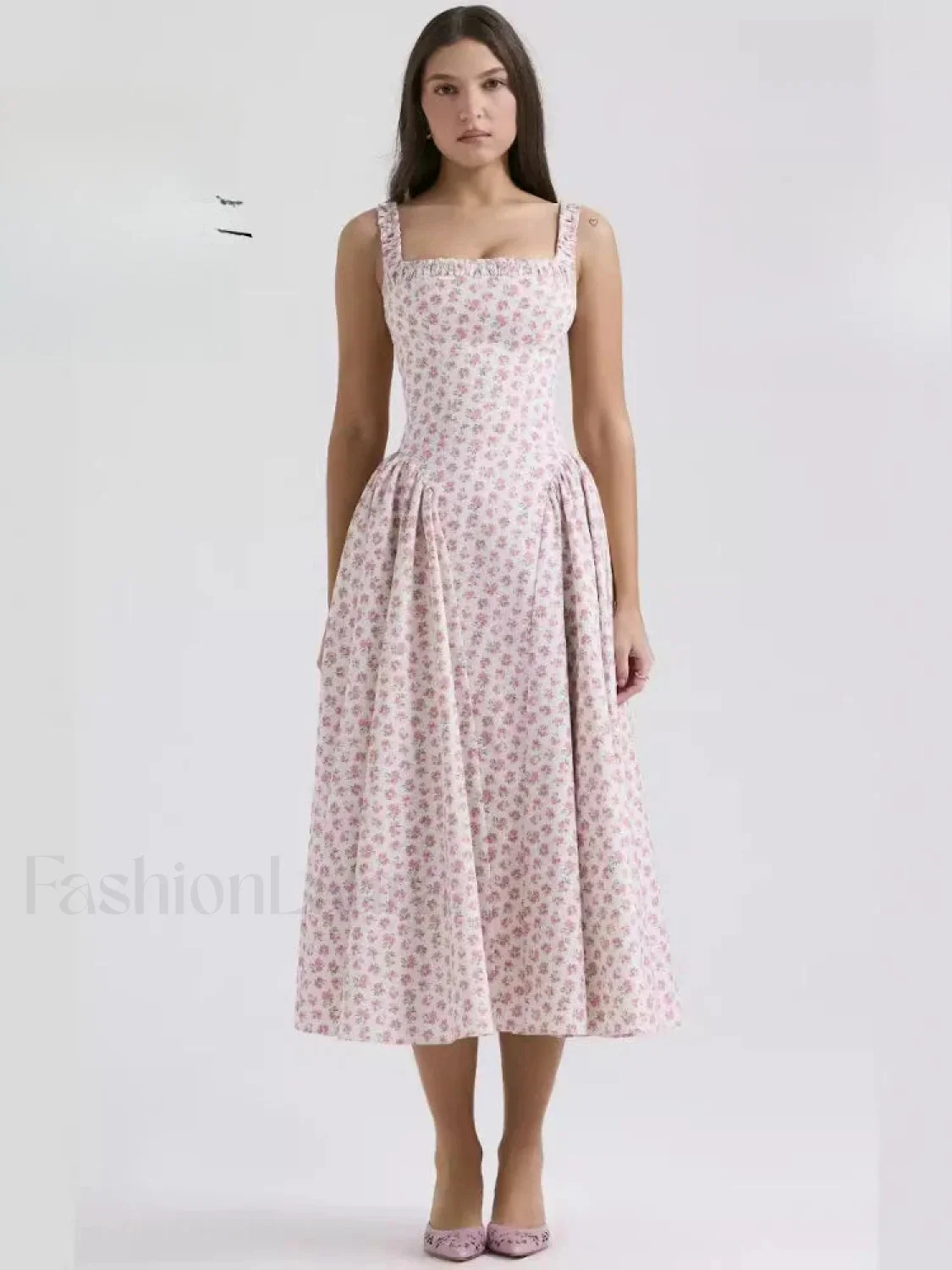 Bohemian Fragmented Flower Midi Dress - Image 2