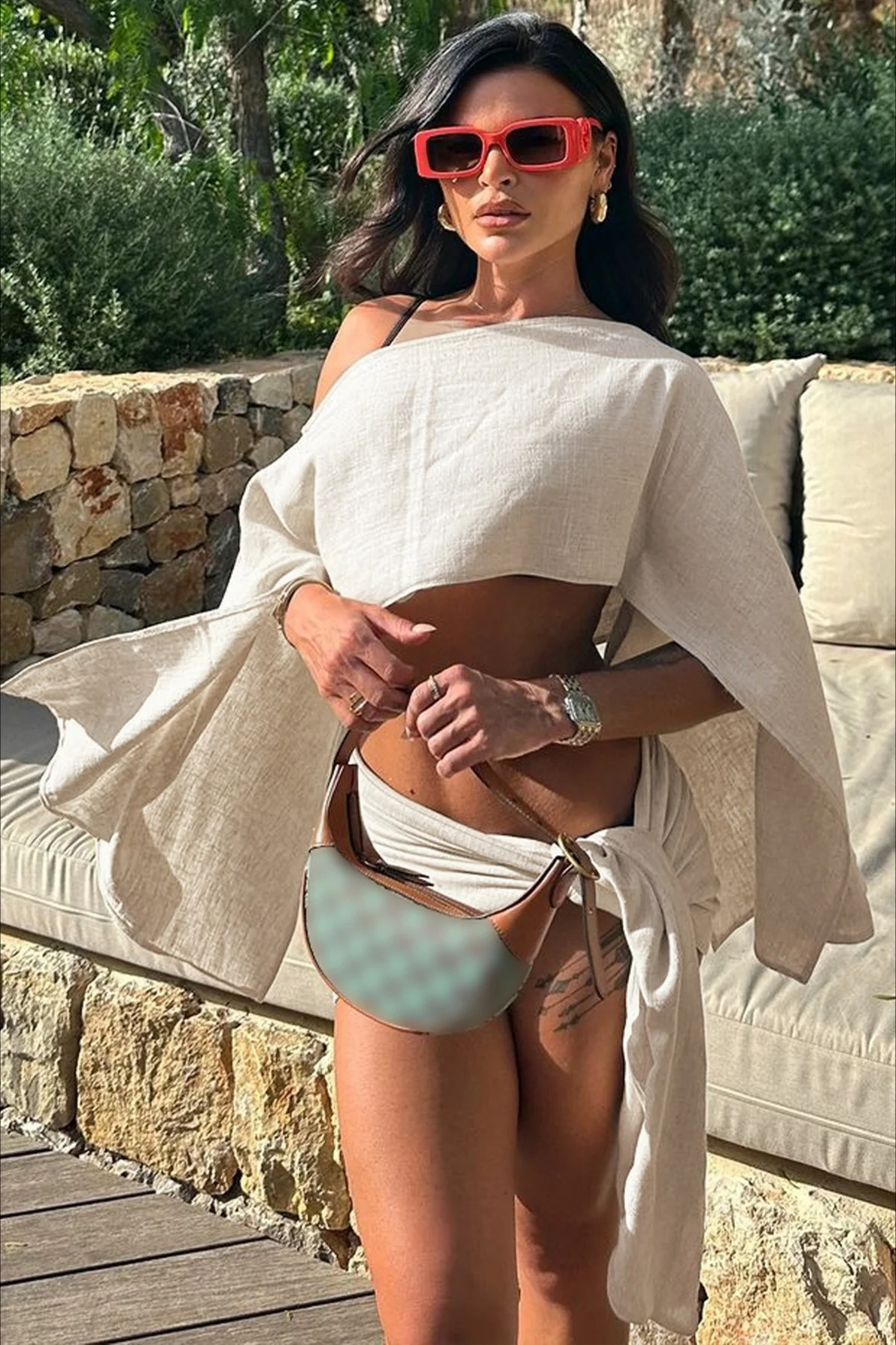 Bohemian Off Shoulder Top Side Slit Mini Skirt Set - Image 3