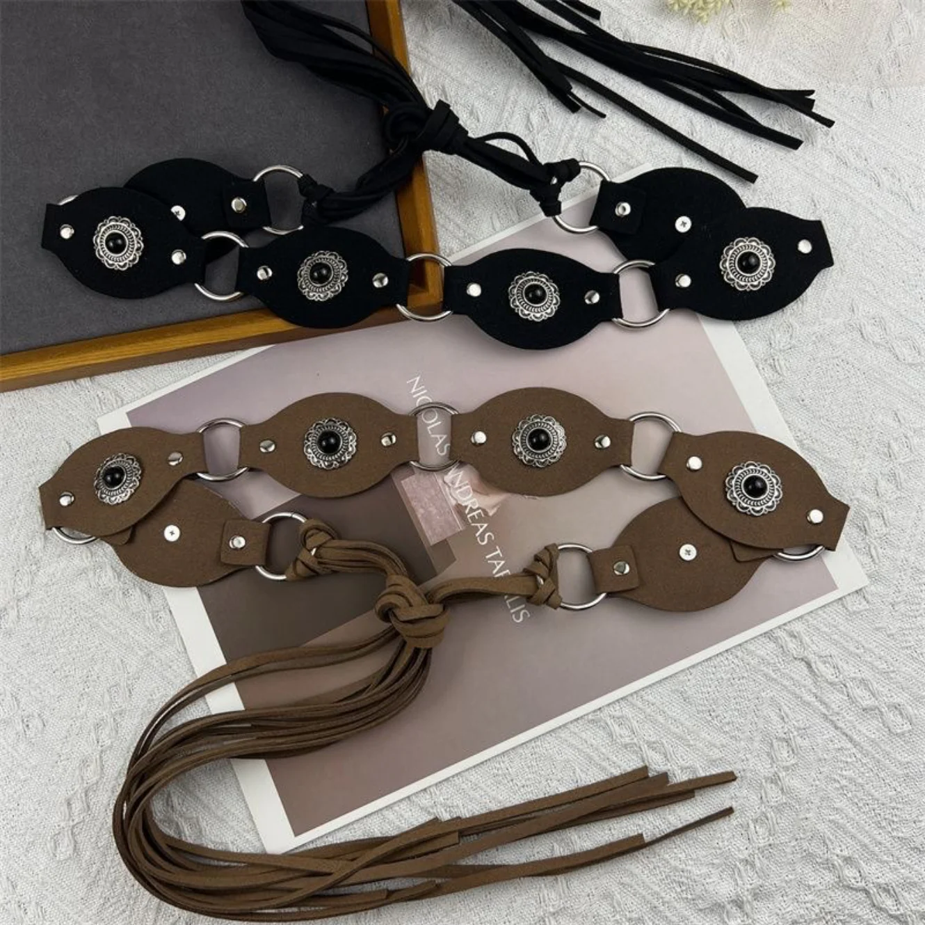 Bohemian Tassel Waist Chain Wide Waist Belt - Image 5