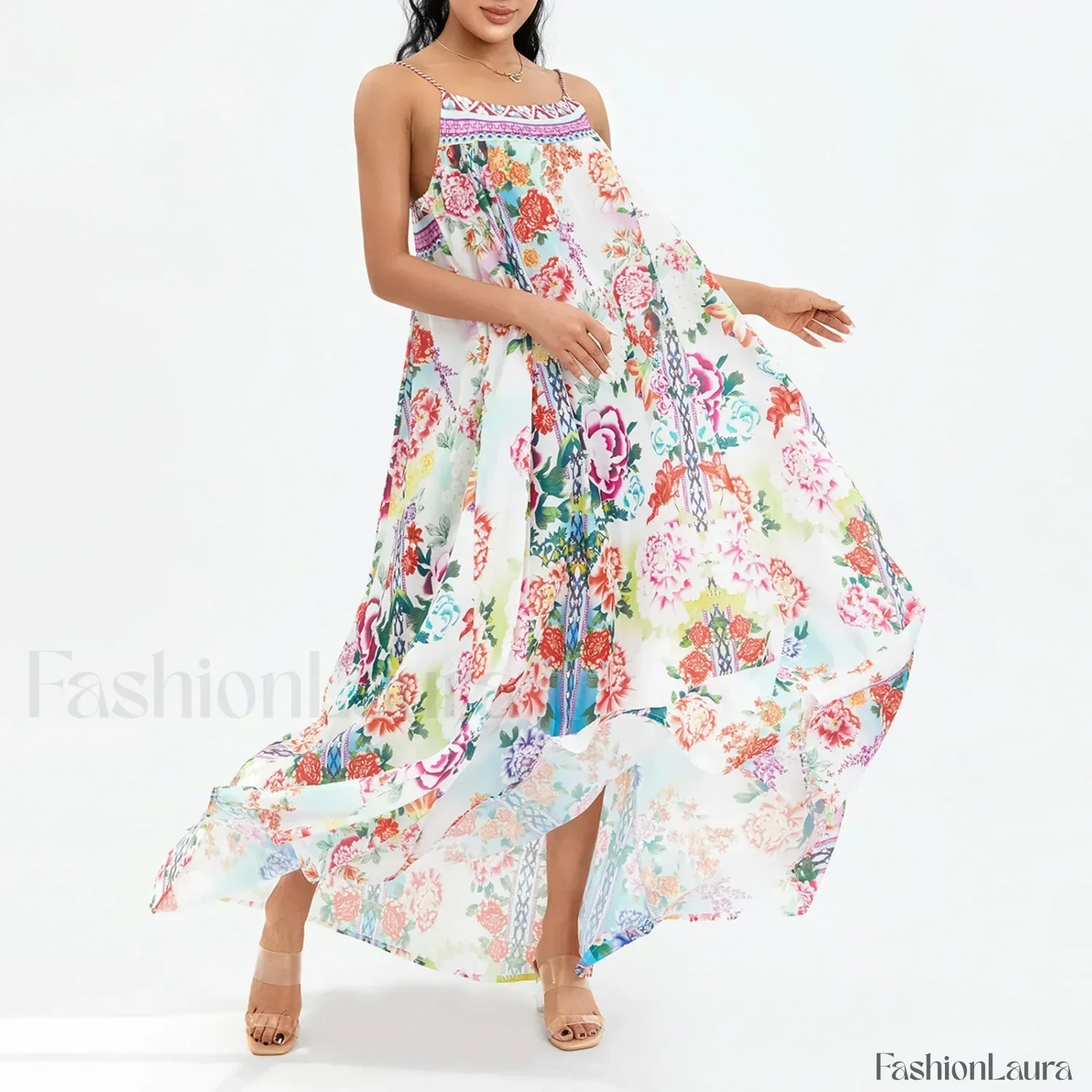 Boho Floral Slit Sleeveless Maxi Dress - Image 11