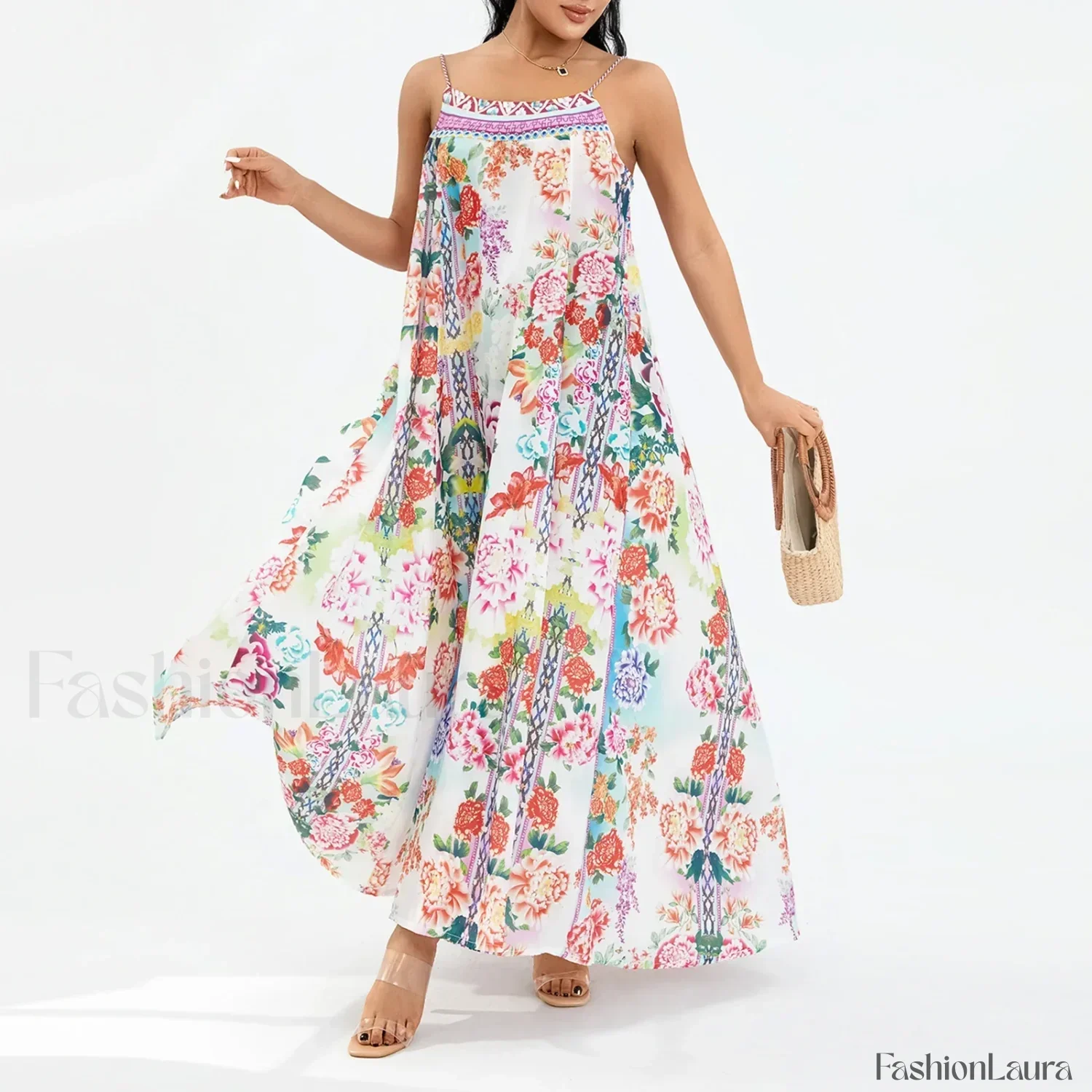 Boho Floral Slit Sleeveless Maxi Dress - Image 12