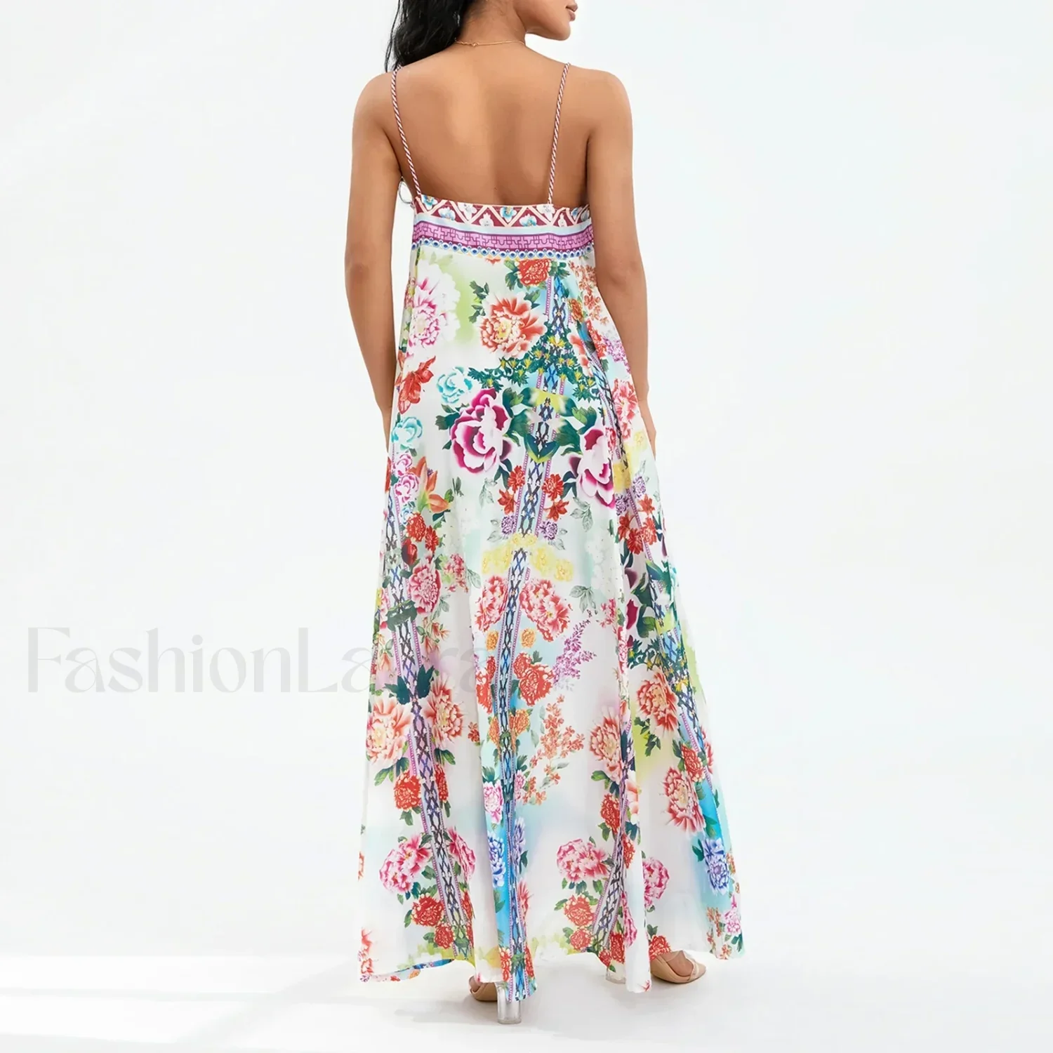 Boho Floral Slit Sleeveless Maxi Dress - Image 4