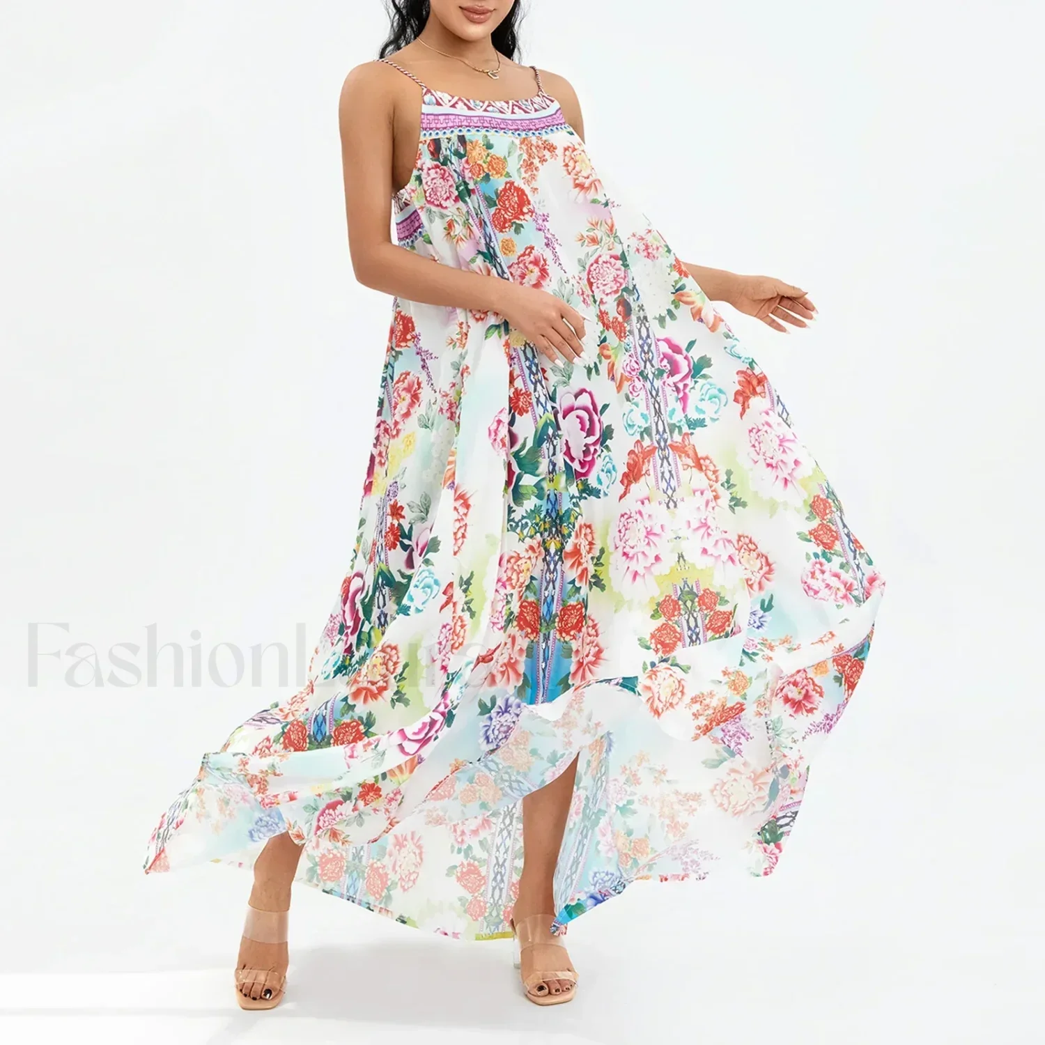 Boho Floral Slit Sleeveless Maxi Dress - Image 8