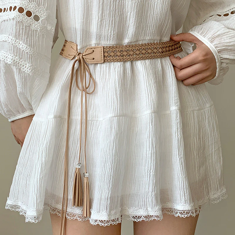 Boho Handmade Woven Wide Waist Belt - Image 3