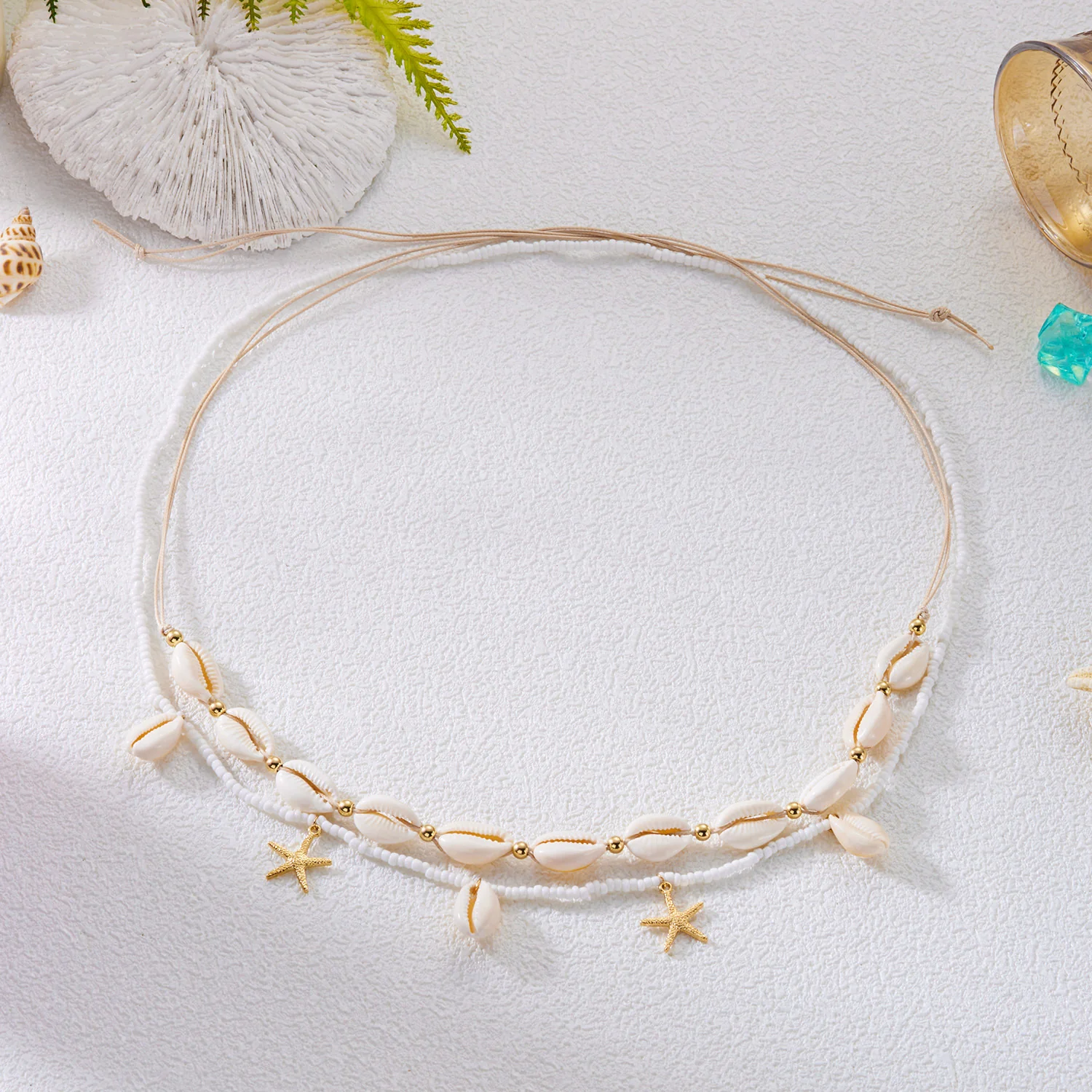 Boho Shell Beaded Elastic Waist Chain Set - Image 3