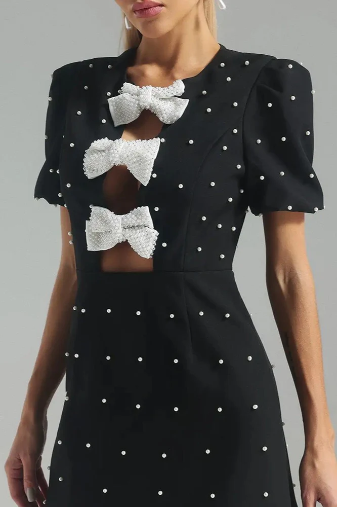 Bow Detail Paneled Mini Dress - Image 3