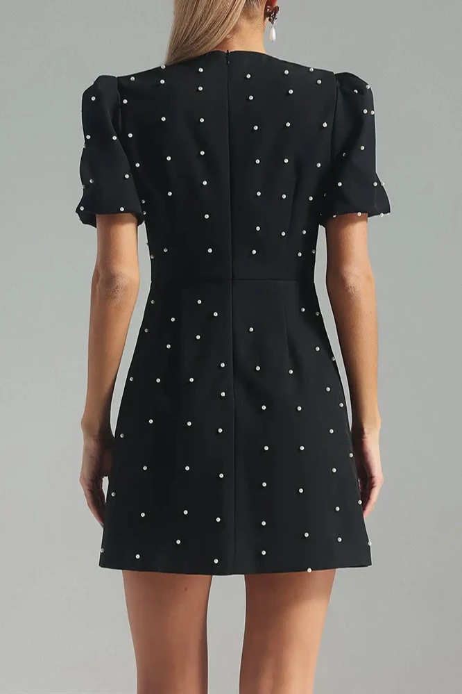 Bow Detail Paneled Mini Dress - Image 4