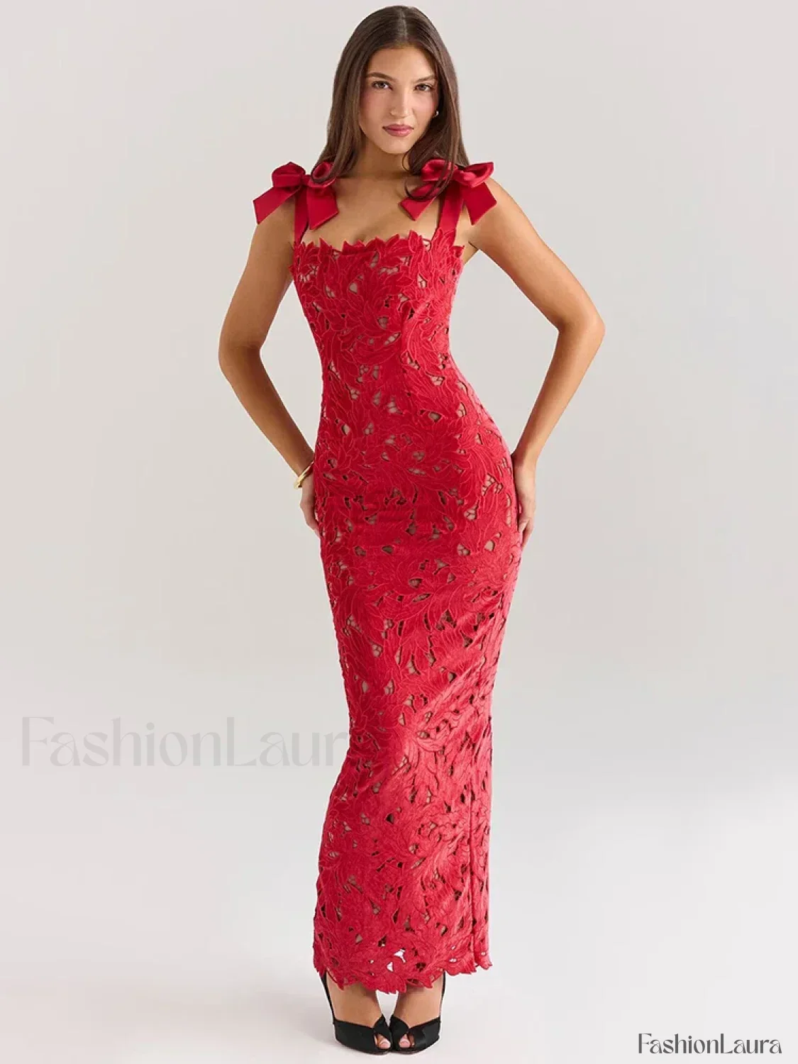 Bow Lace Backless Maxi Dress - Image 18
