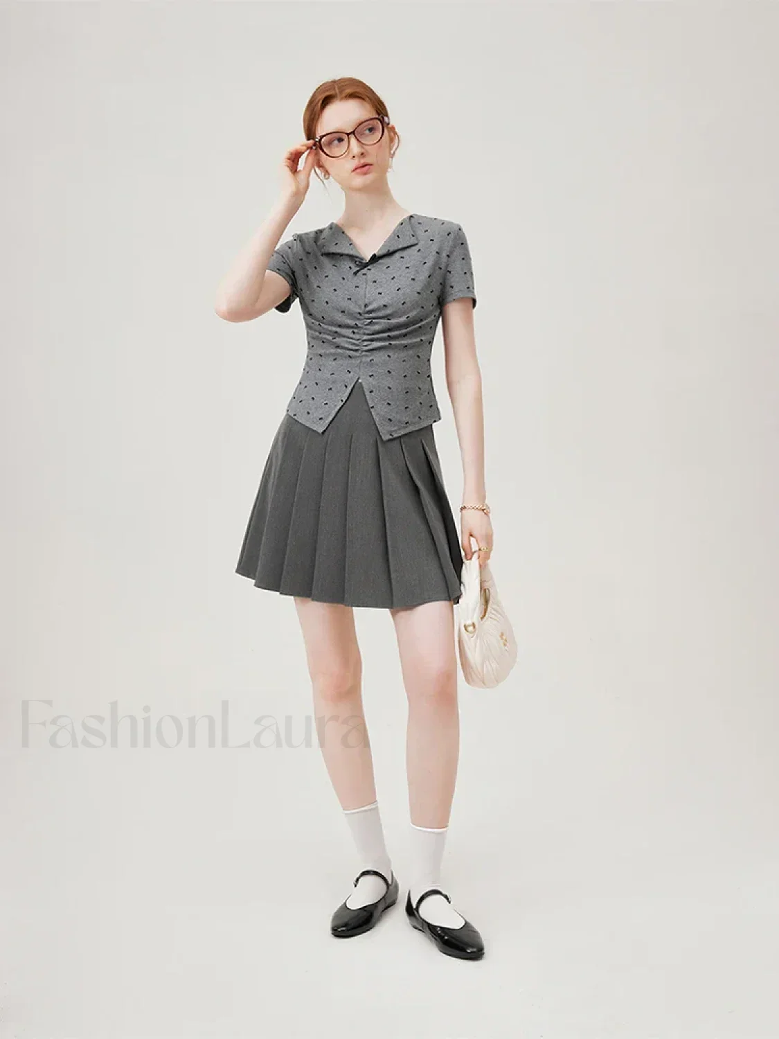 Bowknot Lapel Tight Knit Casual T-Shirt - Image 3