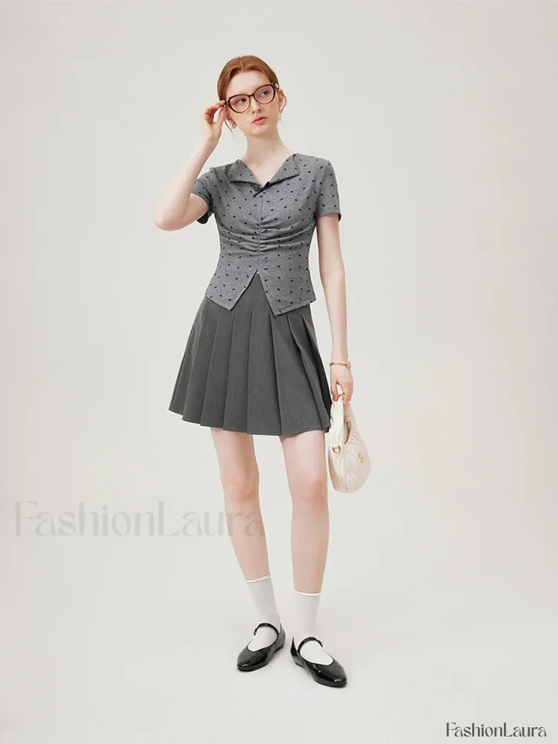 Bowknot Lapel Tight Knit Casual T-Shirt - Image 7