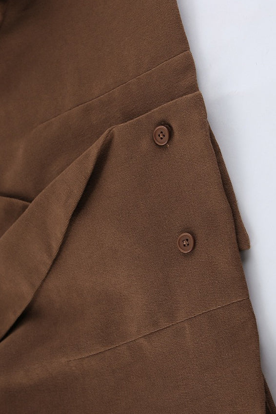 Brown Tweed Two Piece Blazer Skirt Set - Image 8