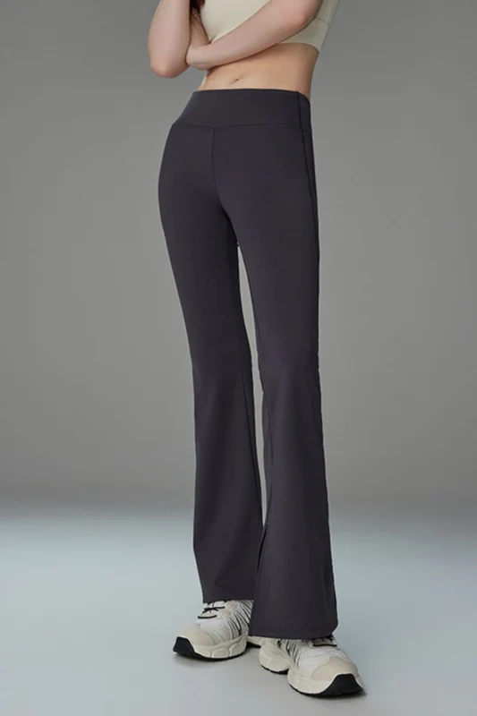 Brushed Fleece Lined Flared Slit Leggings - Image 4
