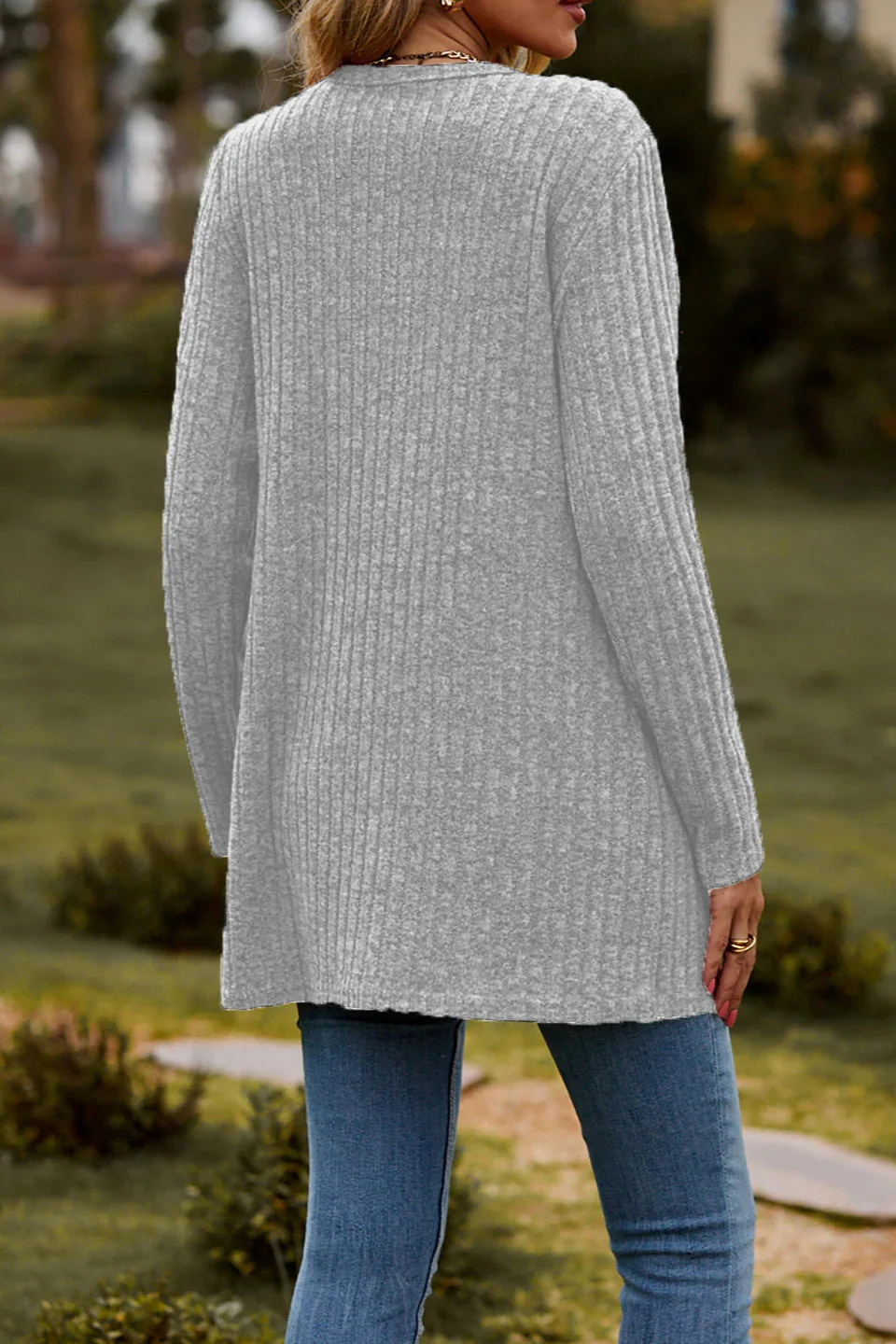Brushed Ribbed Long Sleeve Cardigan - Image 16