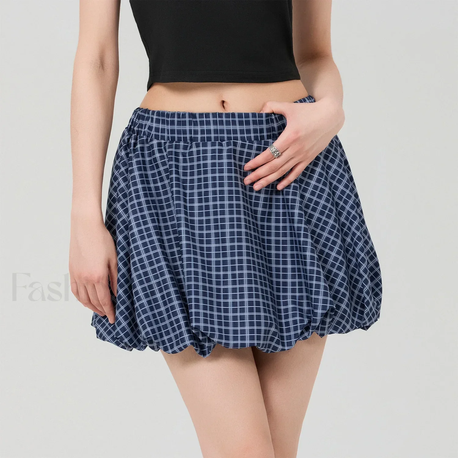 Bubble Plaid Elastic Mini Skirt - Image 12