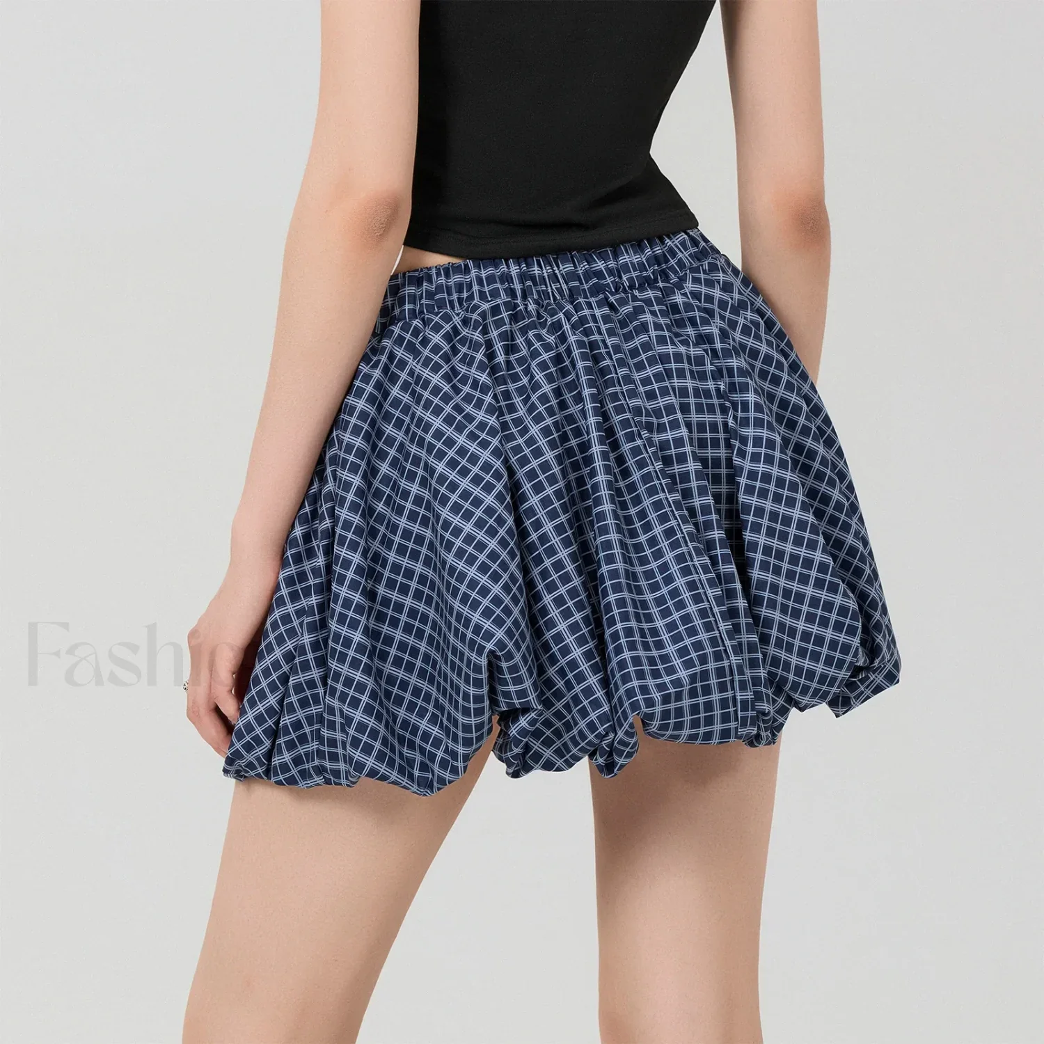 Bubble Plaid Elastic Mini Skirt - Image 2