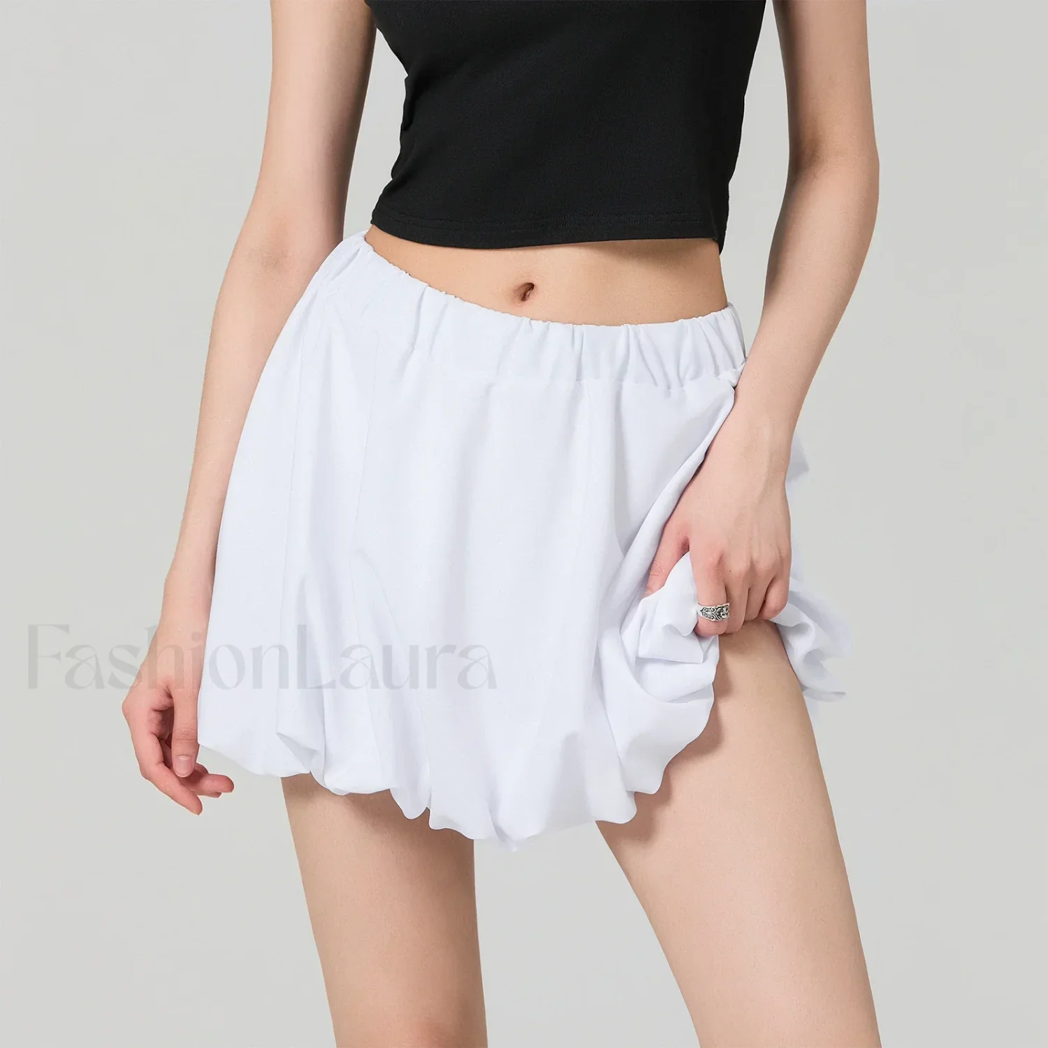 Bubble Plaid Elastic Mini Skirt - Image 8