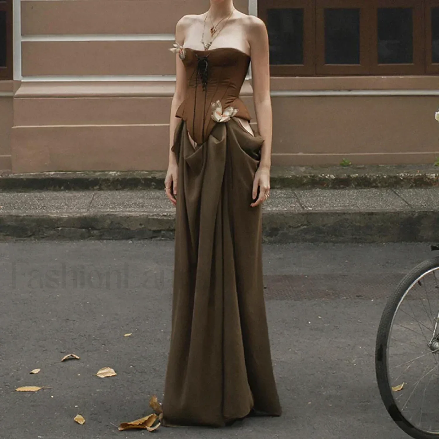 Butterfly Corset Strapless Maxi Dress - Image 4