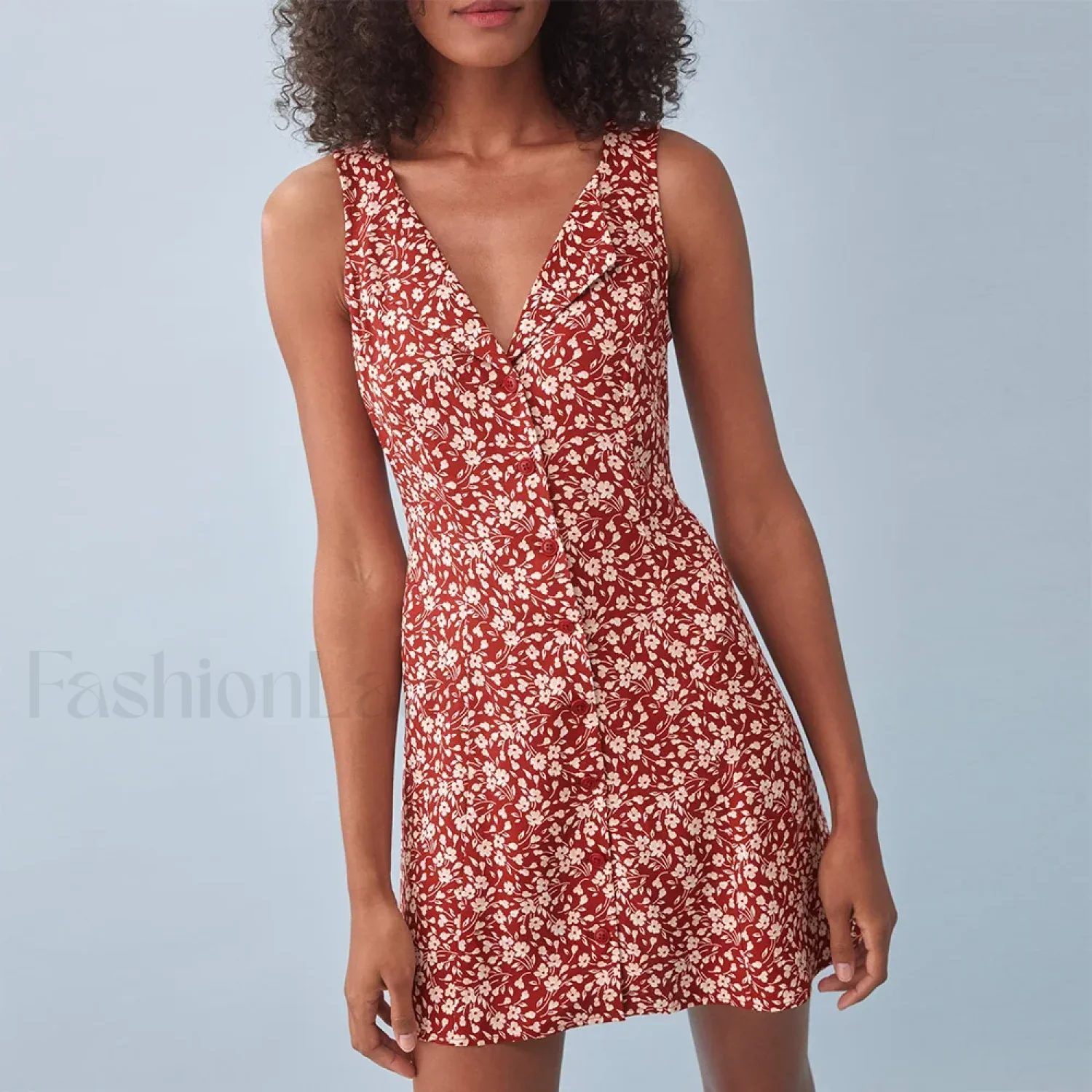 Button-Back V-Neck Floral Dress - Image 6