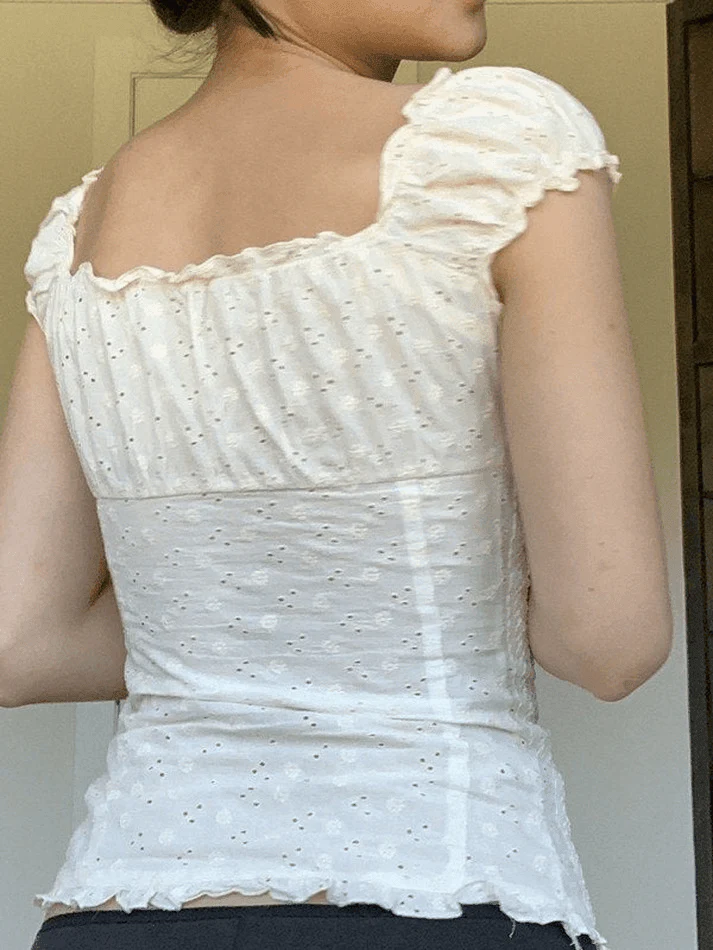 Broidered Lace Crop Blouse - Image 8