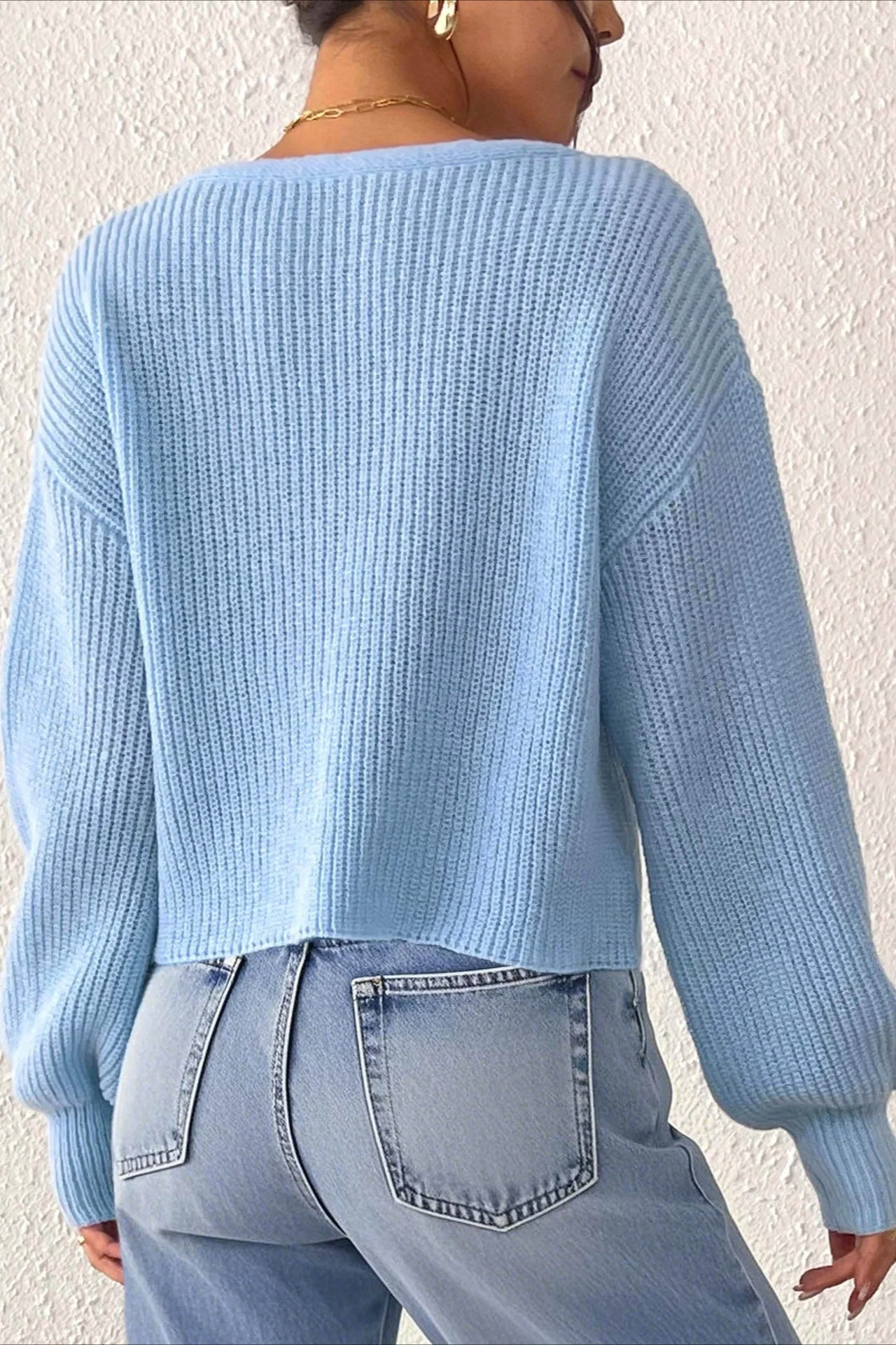 Button Front Crochet Knit Crop Sweater - Image 7
