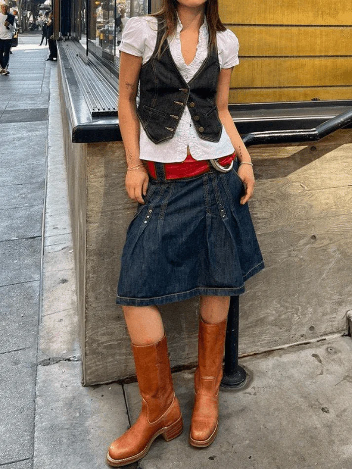 Buttoned Denim Y2K Corset Top - Image 4