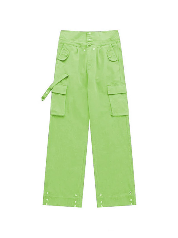 Buttoned High Waisted Cargo Pants - Image 14