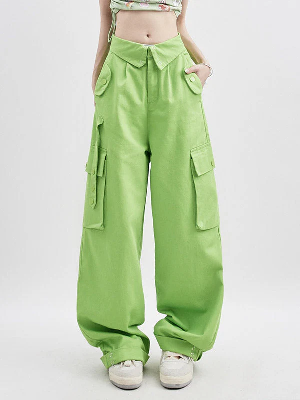 Buttoned High Waisted Cargo Pants - Image 33