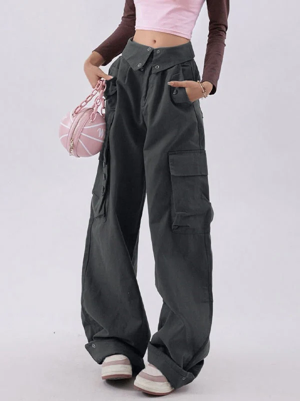 Buttoned High Waisted Cargo Pants - Image 35