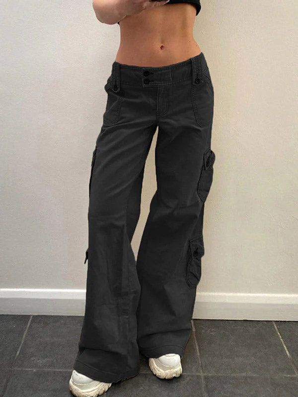 Buttoned Straight Leg Cargo Jeans - Image 36