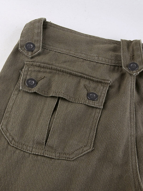 Buttoned Straight Leg Cargo Jeans - Image 4