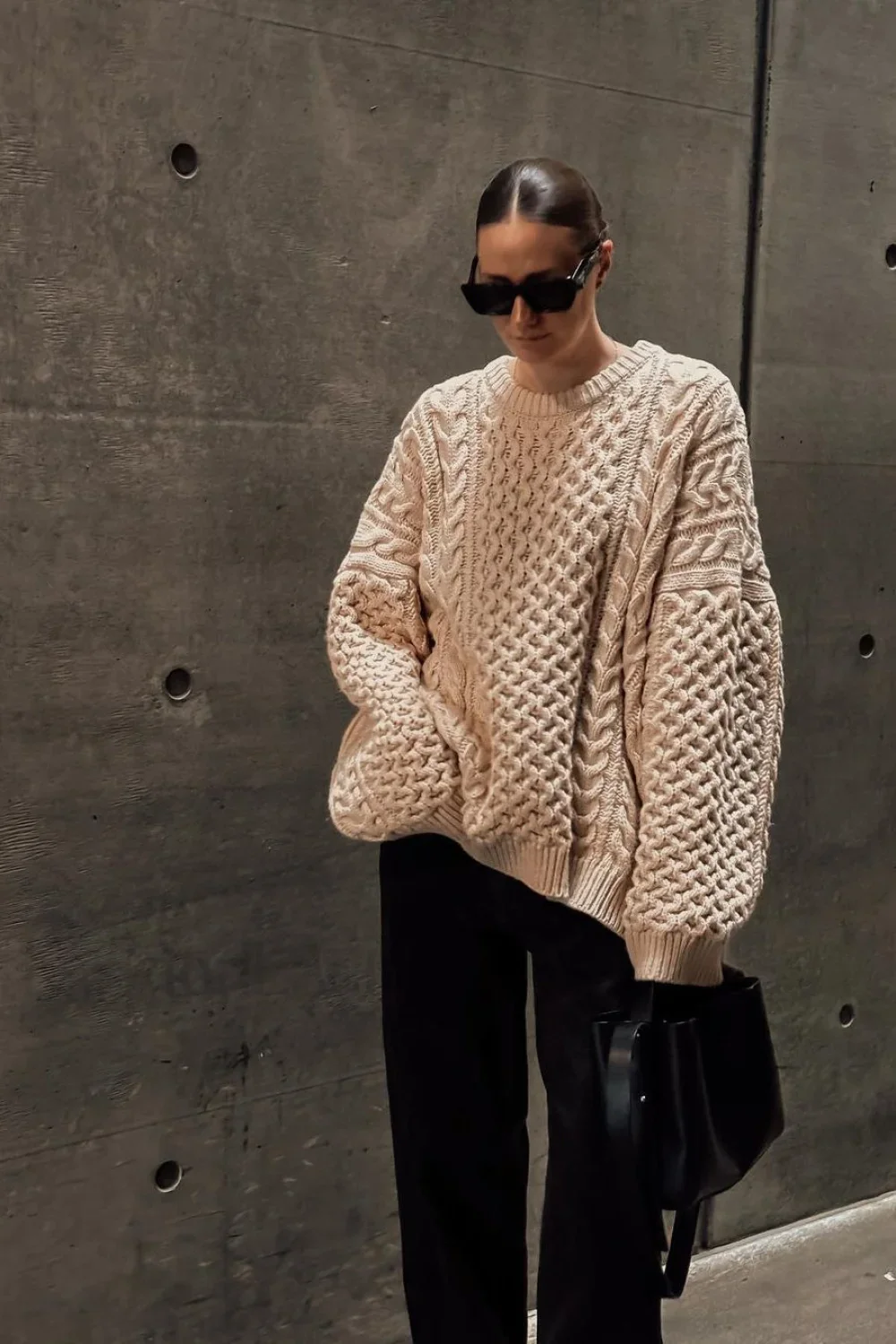 Cable Knit Loose Pullover Sweater - Image 8