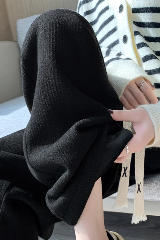 Cashmere Plush Wide Leg Knit Pants - Image 7