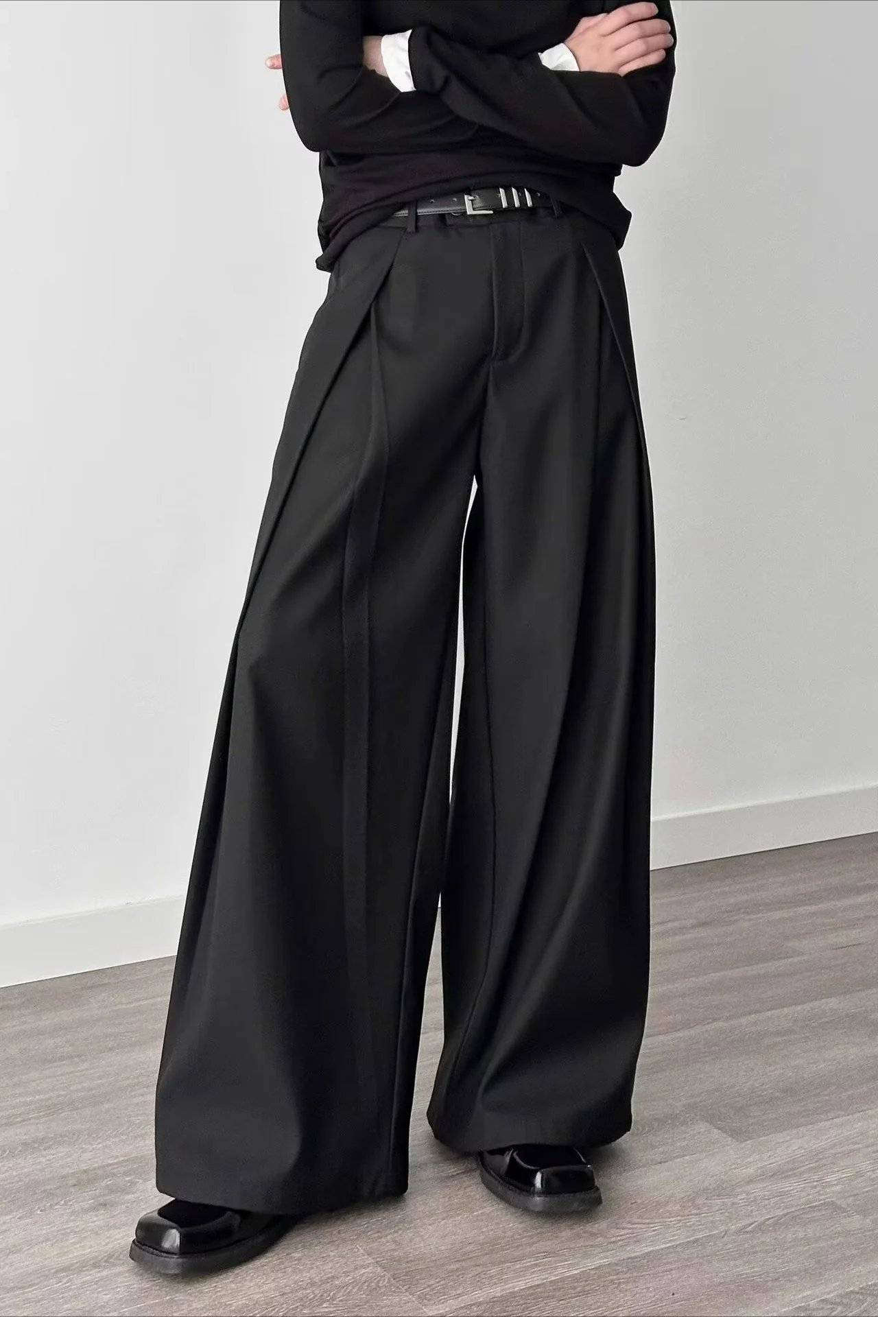 Casual 3D Pleat A-Line Wide Leg Pants - Image 7