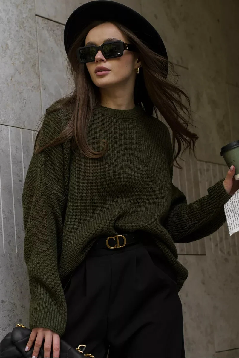 Casual Crew Neck Loose Solid Sweater - Image 14