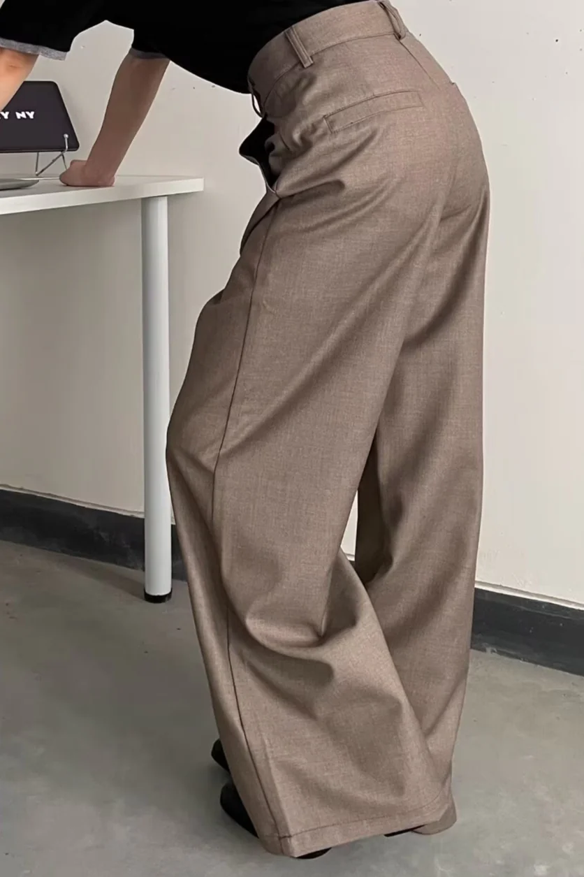 Casual Double Breasted Relaxed Wide Leg Pants - Image 3